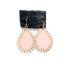 Pink leather loop earrings